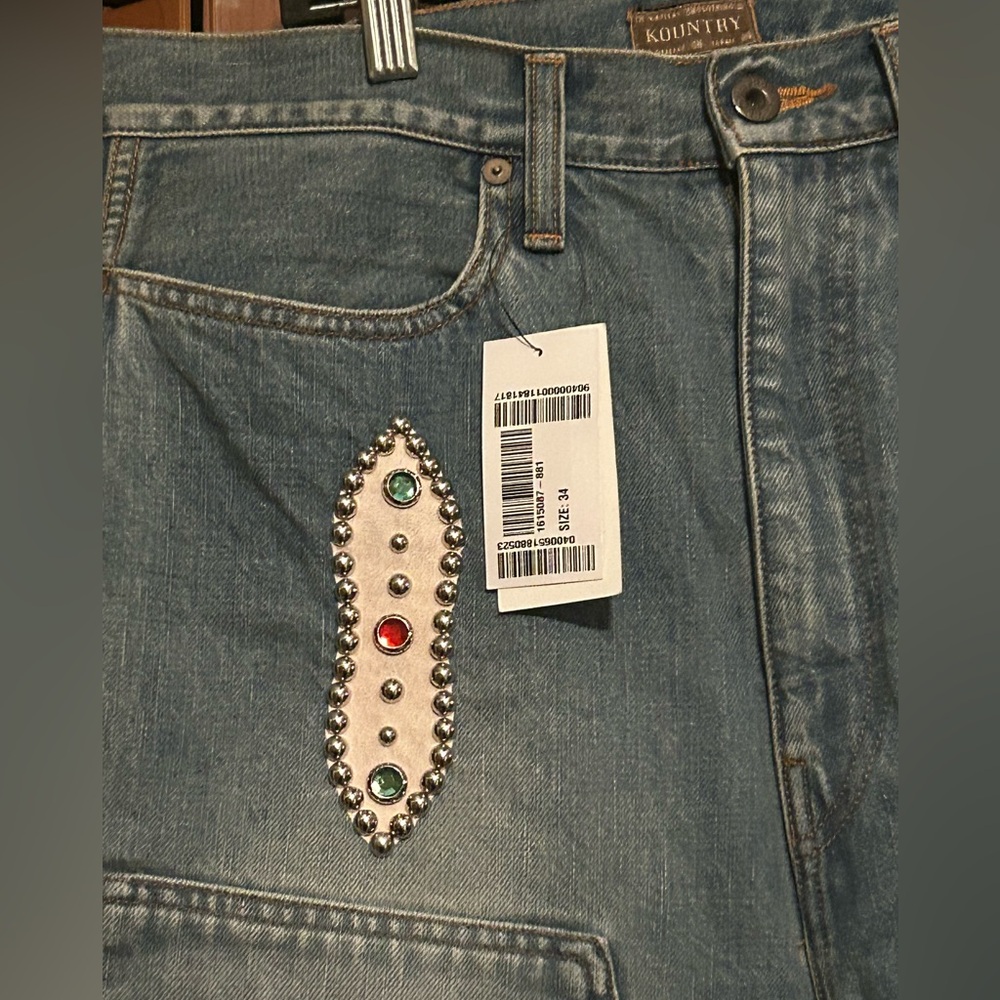 Kapital 14 oz denim shorts WITH studs remake size 34 NWT - Picture 2 of 15